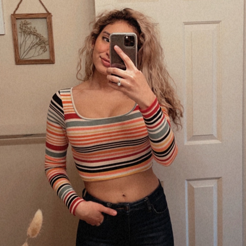 Multi Colored Striped Crop Top